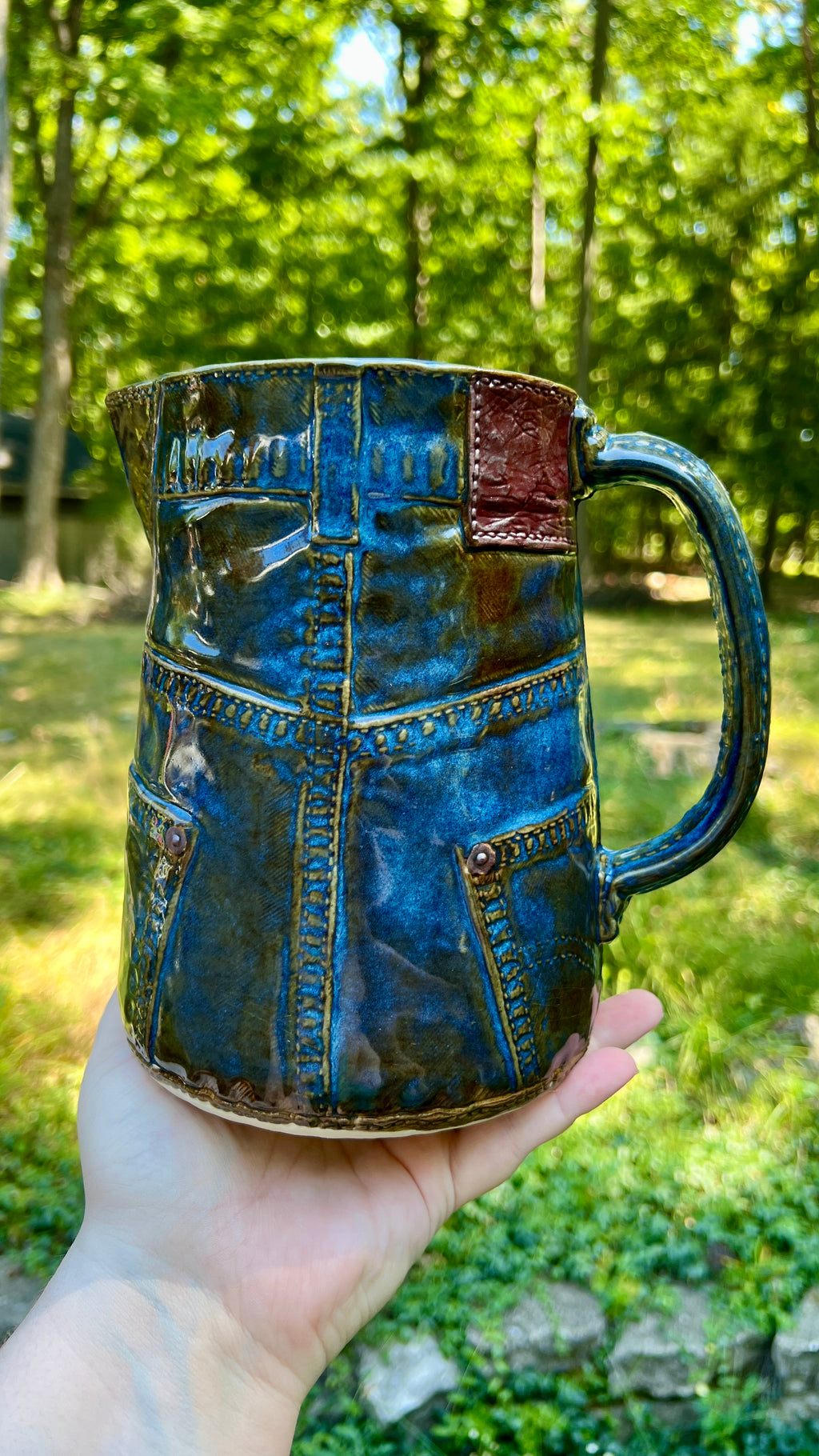 Blue Jean Pitcher